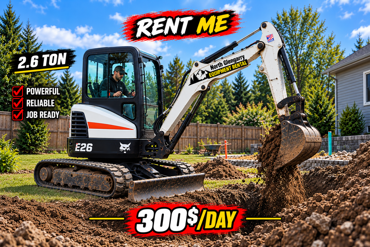 2.6 Ton Excavator for Rent Alexandria Ontario